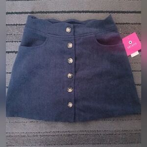 NWT Amy Byer Navy Blue Corduroy Scallop Button Up Mini Skirt